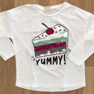 Four Zara sequined (flippy) long sleeve T-shirt’s